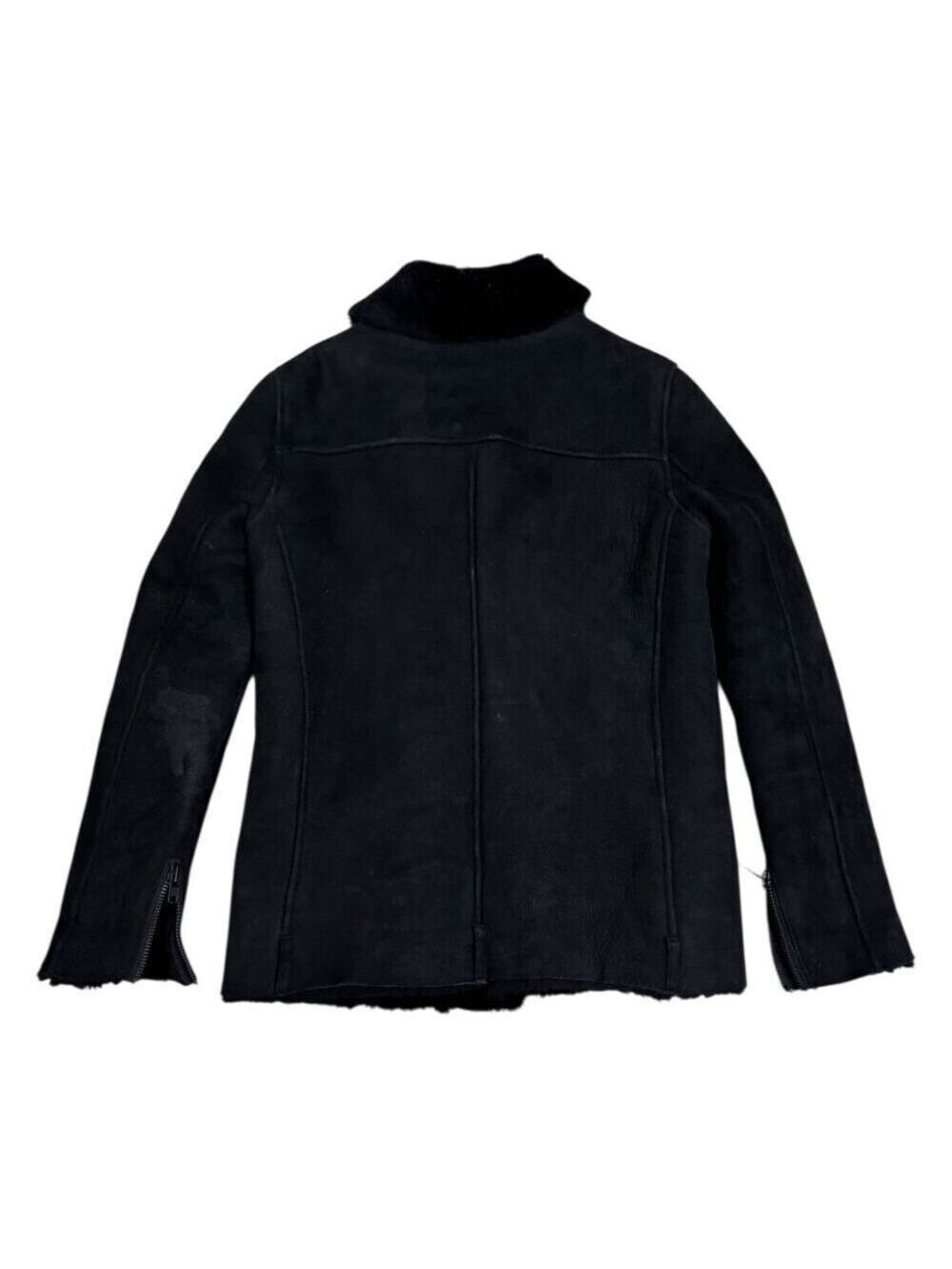 100% LAMB SHEARLING Just Female Vintage Luxury Jacket Coat Bomber Womens Small - Picture 2 of 7